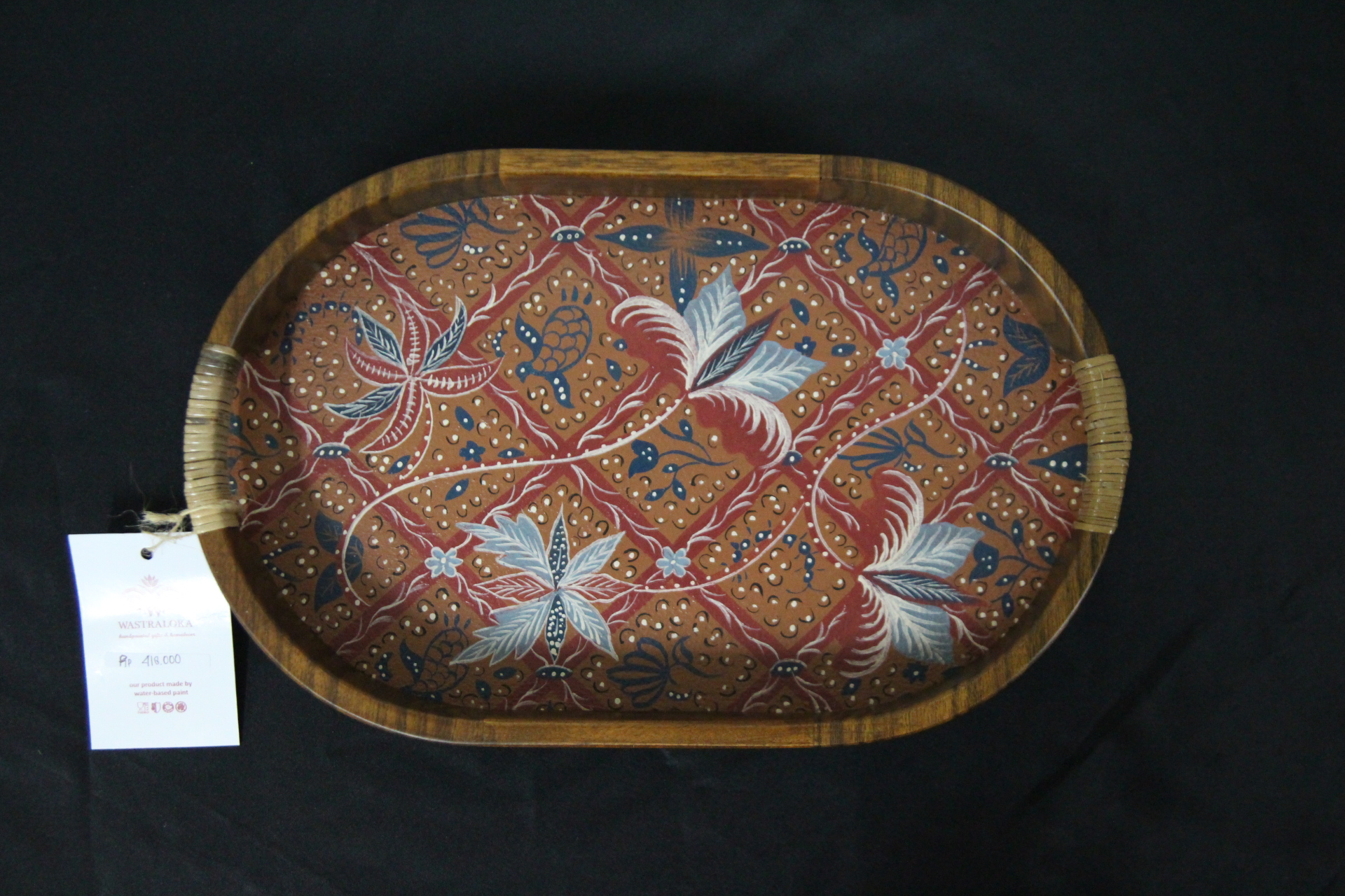 Baki Oval Kayu Kecil Motif Kopitutung Sidomukti