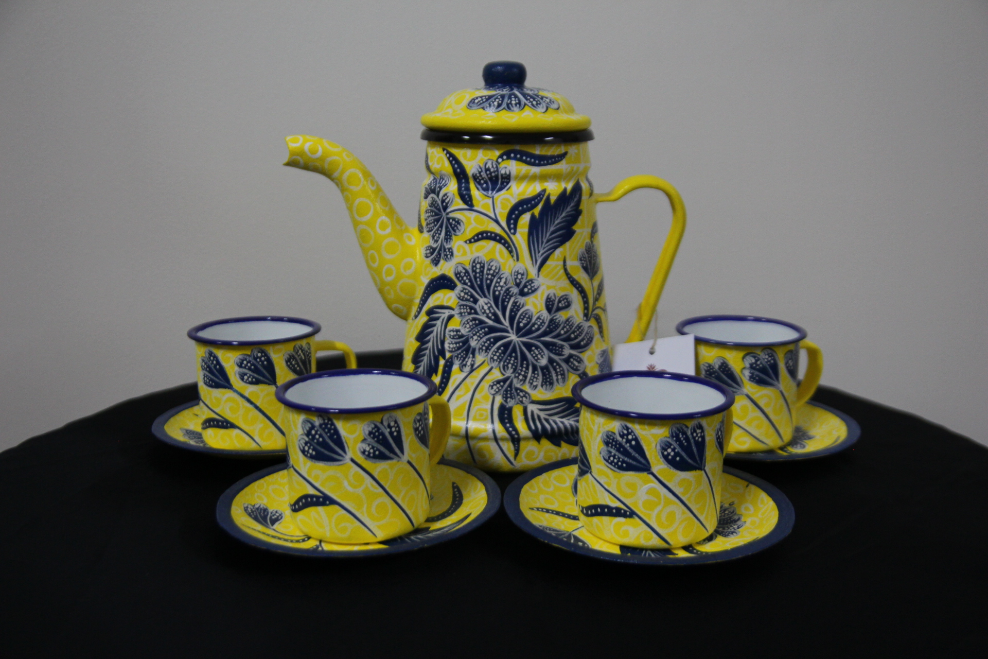 Set Teko Eskan Motif Encim Bunga Biru