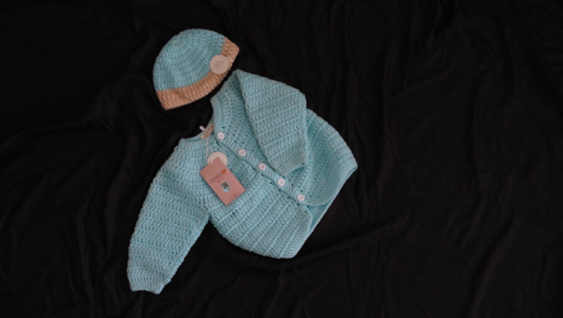 Sweater Baby Set Topi Baby Blue