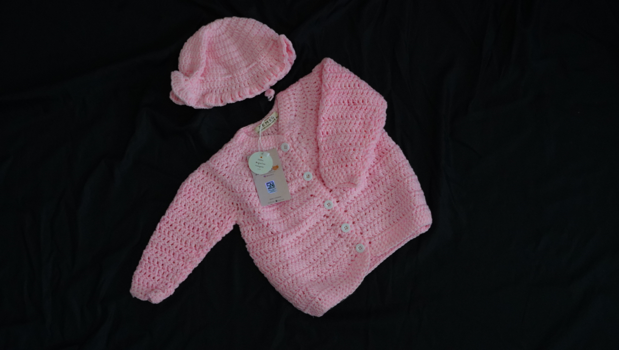 Sweater Baby Set Topi Baby Pini